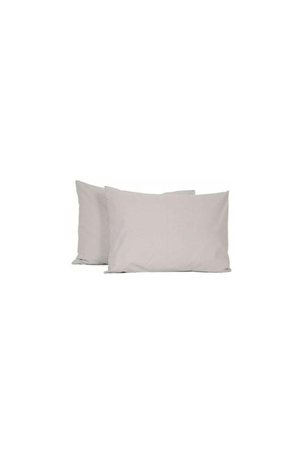 More Home Gri Renkli Pamuklu Kumaştan Kapaklı Yastık Kılıfı (2 Adet) 50 X 70 Cm - Image 1