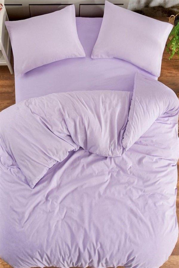 More Home Çift Kişilik Yorgan Kılıfı Nevresim Seti Lila - Image 1