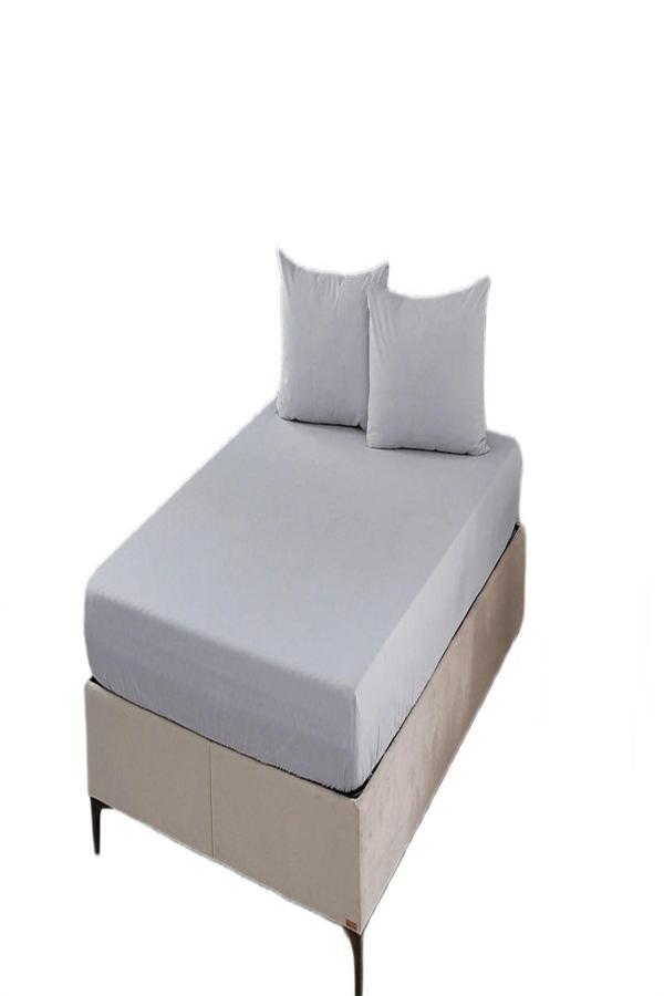 More Home Tek Kişilik Pamuklu  Lastikli Çarşaf  Seti  Yastık Kılıfı 50X70 Gri - Image 1