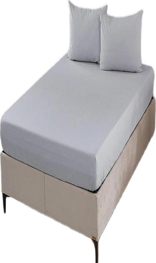 More Home Tek Kişilik Pamuklu  Lastikli Çarşaf  Seti  Yastık Kılıfı 50X70 Gri - Image 1