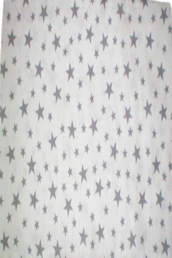 More Home Müslin Bebek Yastık Kılıfı  % 100 Pamuklu Gri Yıldızlı   35X44 - Image 1