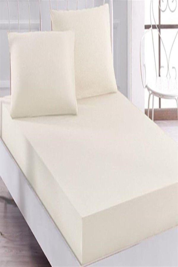More Home Tek Kişilik Lastikli Çarşaf Seti Yastık Kılıfı Krem - Image 1