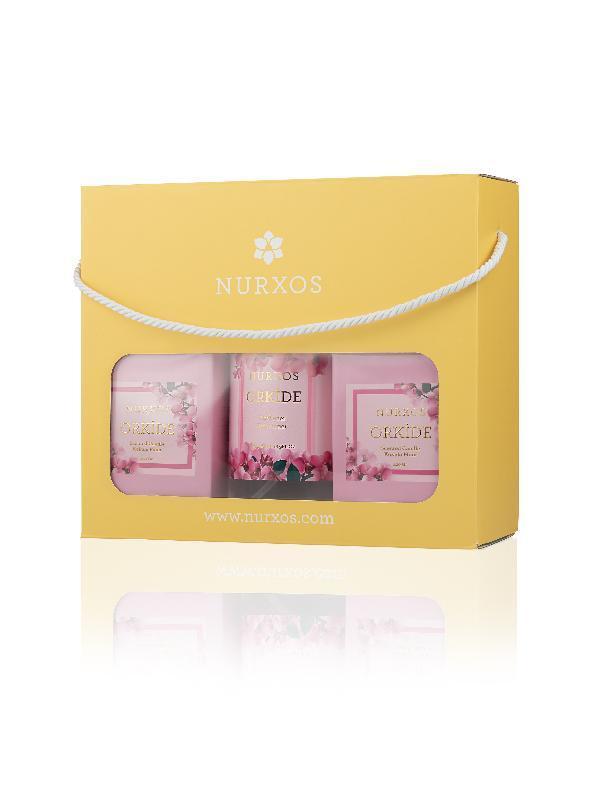 Nurxos 9683 Orkide Kutulu 2 Adet Kokulu Mum + Freshener Oda Spreyi - Image 1