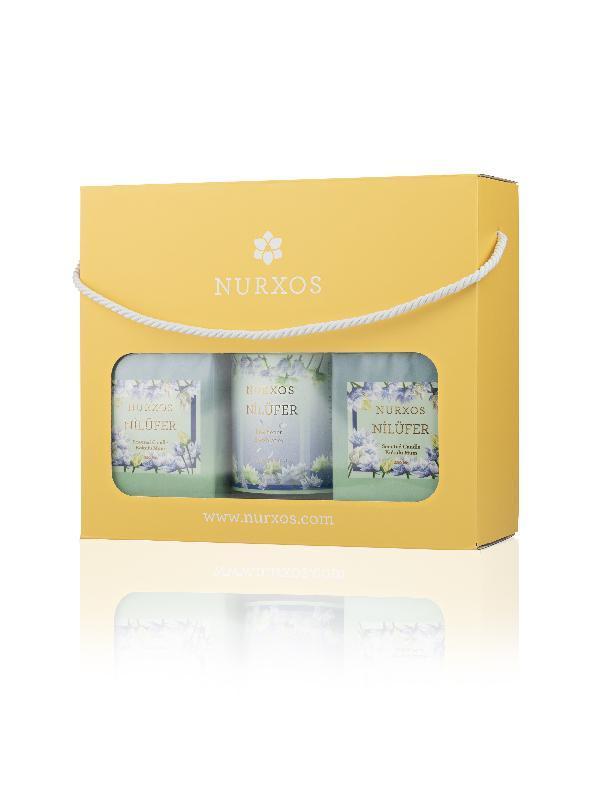Nurxos 9688 Nilüfer Kutulu 2 Adet Kokulu Mum + Freshener Oda Spreyi - Image 1