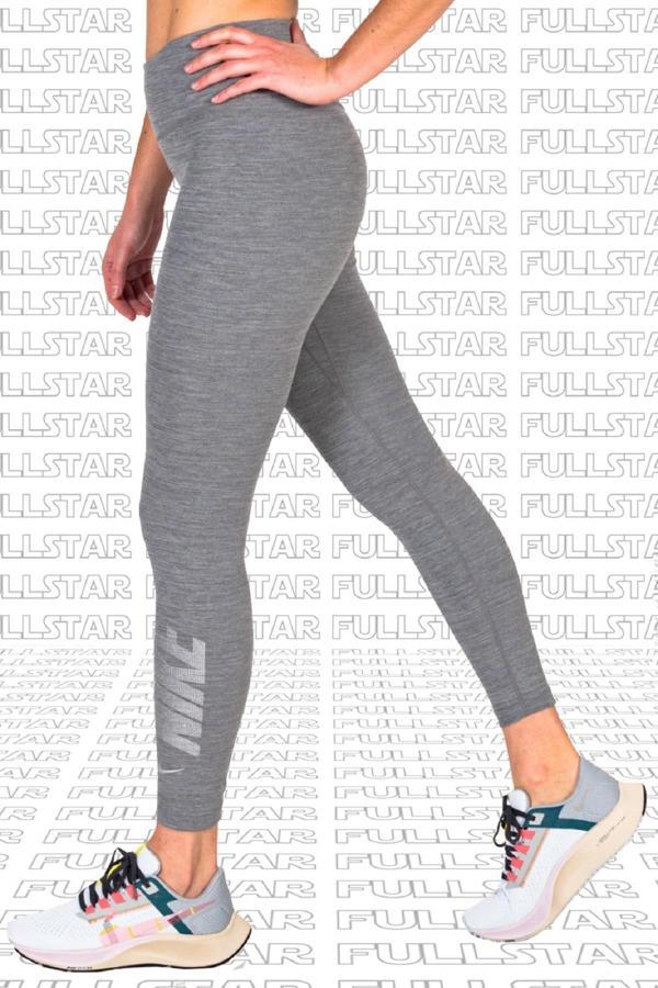 Nike One Diamond Shine 7/8 Leggins 2 Cepli Yapay Elmaslı Toparlayıcı Tayt Gri - Image 1