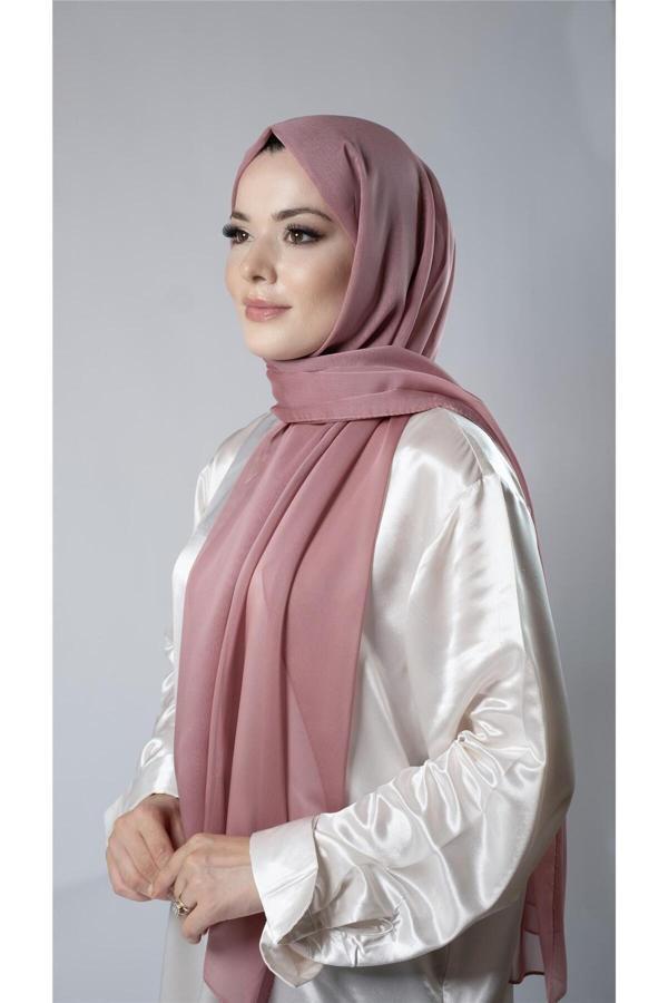 Hürrem Bone Gül Kurusu Düz Klasik Şal Şifon Kumaş Janjan Abiye 202108_18 - Image 1