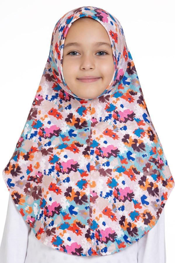 Hürrem Bone Bebe Mavisi Pratik Hazır Geçmeli Genç Tesettür Bone Jakar Desenli Hijab 2408_11 - Image 1