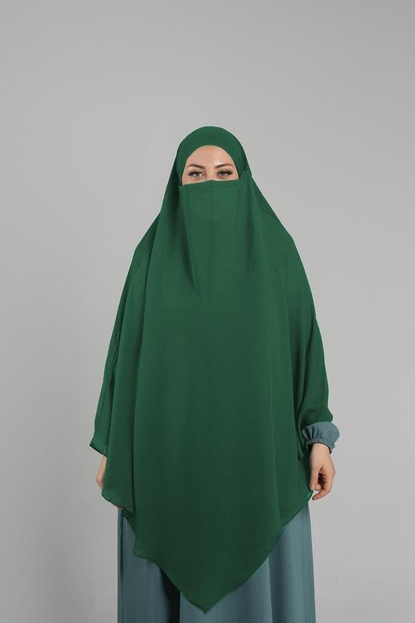 Hürrem Bone Zümrüt Pratik Hazır Geçmeli Tesettür Eşarp Krep Bağcıklı Sufle Hijab 2313_37 - Image 1