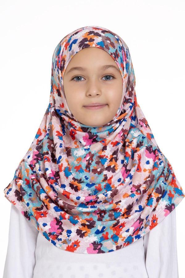 Hürrem Bone Bebe Mavisi Pratik Hazır Geçmeli Genç Tesettür Bone Jakar Desenli Pileli Kendinden Boneli 2407_11 - Image 1