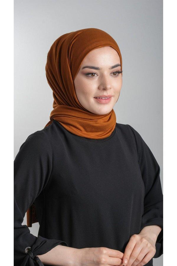 Hürrem Bone Taba Pratik Hazır Geçmeli Şal Viskon Kumaş Penye Şal 2108_33 - Image 1