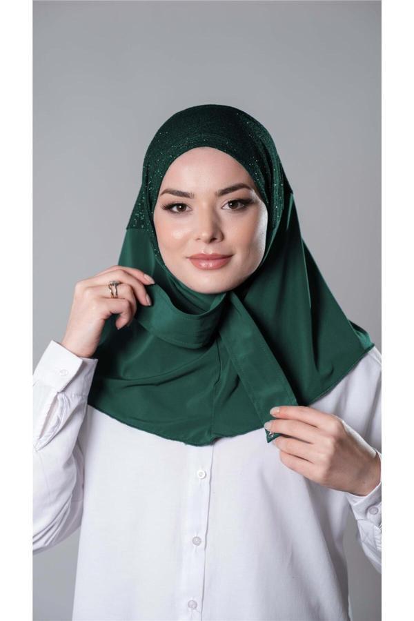 Hürrem Bone Zümrüt Pratik Hazır Geçmeli Tesettür Eşarp Sandy Kumaş Arkadan Çıtçıtlı 2206_37 - Image 1