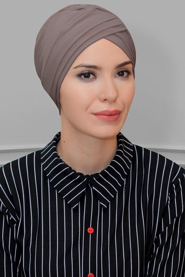 Hürrem Bone Vizon Pratik Hazır Geçmeli Tesettür Bone Sandy Kumaş Üç Çapraz 1803_10 - Image 1