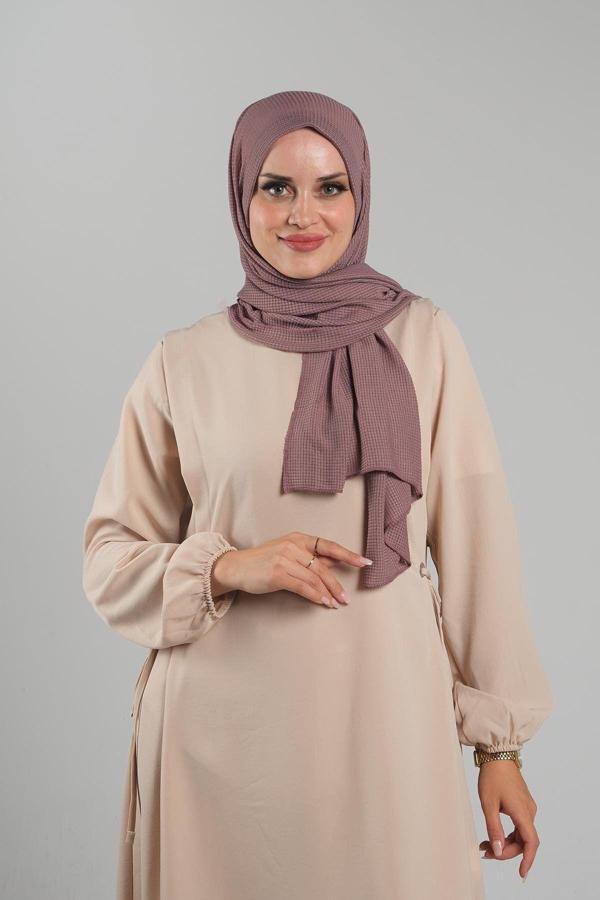 Hürrem Bone Gül Kurusu Pratik Hazır Geçmeli Tesettür Şal Örme Kumaş Sade 2118_18 - Image 1