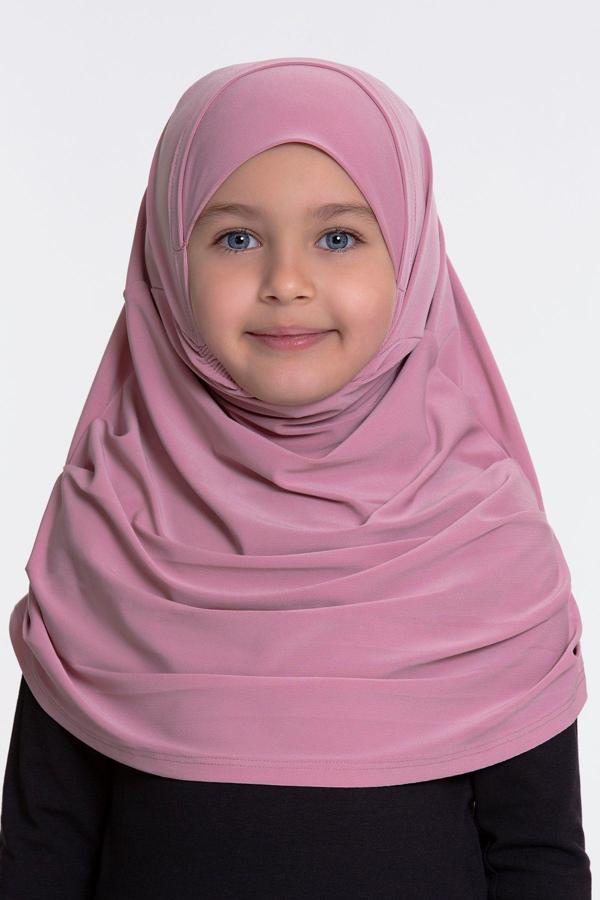 Hürrem Bone Pudra Pratik Hazır Geçmeli Çocuk Tesettür Bone Sandy Kumaş Kendinden Boneli 78_06 - Image 1