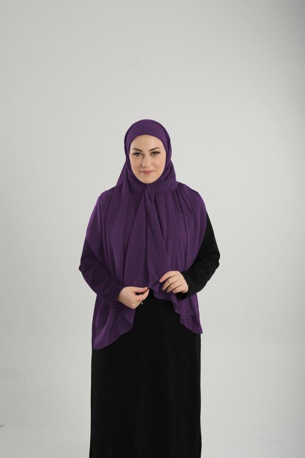 Hürrem Bone Mürdüm Pratik Hazır Geçmeli Bone Şal Şifon Çapraz 2001_07 - Image 1