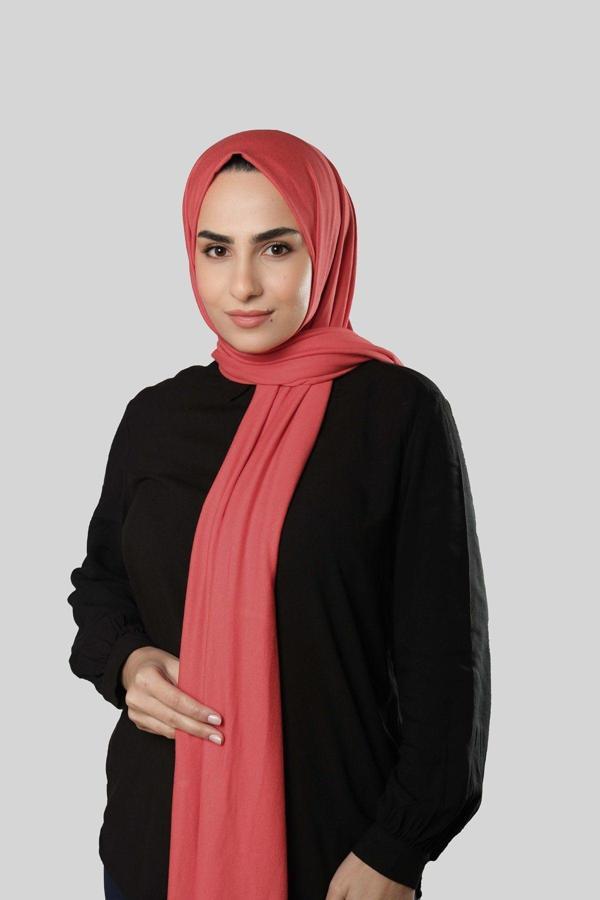 Hürrem Bone Nar Çiçeği Düz Klasik Şal Viskon Likralı Penye 202101_30 - Image 1