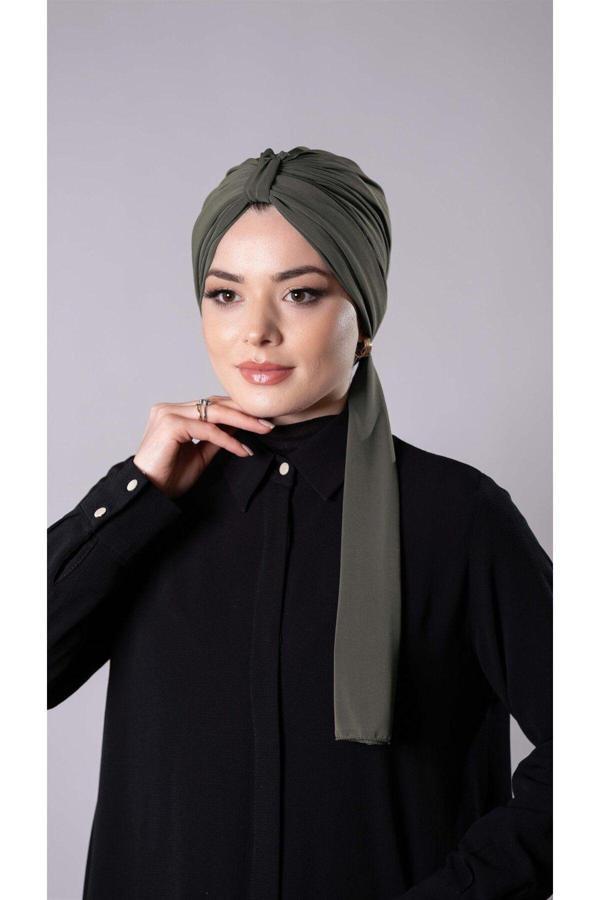 Hürrem Bone Koyu Vizon Pratik Hazır Geçmeli Tesettür Bone Sandy Kumaş Atkılı 2204_38 - Image 1