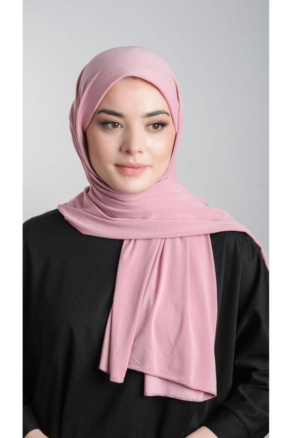 Hürrem Bone Pudra Pratik Hazır Geçmeli Eşarp Sandy Kumaş Sade 1817_06 - Image 1