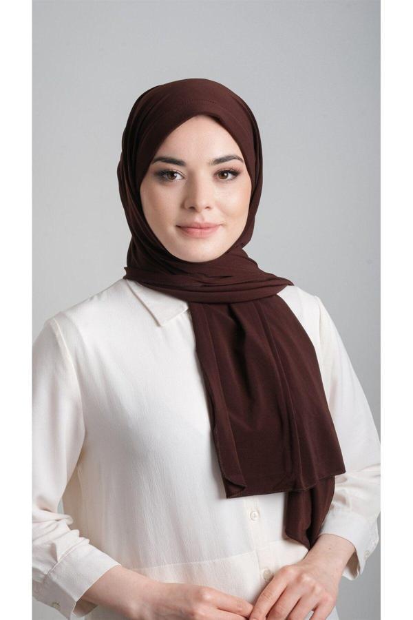 Hürrem Bone Kahverengi Pratik Hazır Geçmeli Eşarp Sandy Kumaş Sade 1817_14 - Image 1