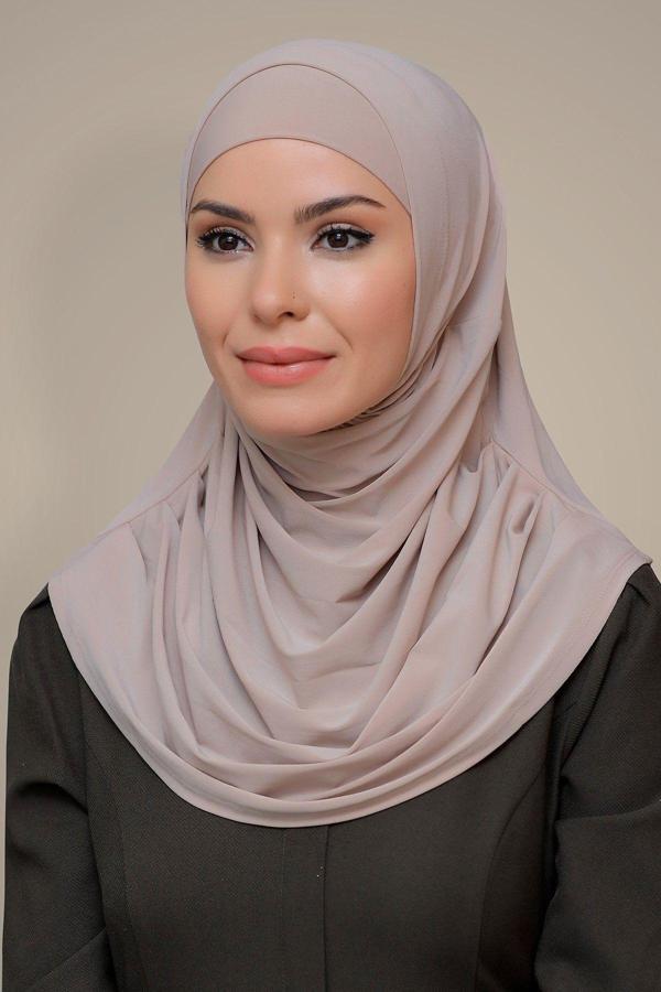 Hürrem Bone Bej Pratik Hazır Geçmeli Tesettür Eşarp Sandy Kumaş Kendinden Boneli 1290_12 - Image 1
