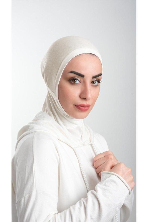 Hürrem Bone Krem Pratik Hazır Geçmeli Tesettür Bone Sandy Kumaş Spor Hijab 2113_40 - Image 1