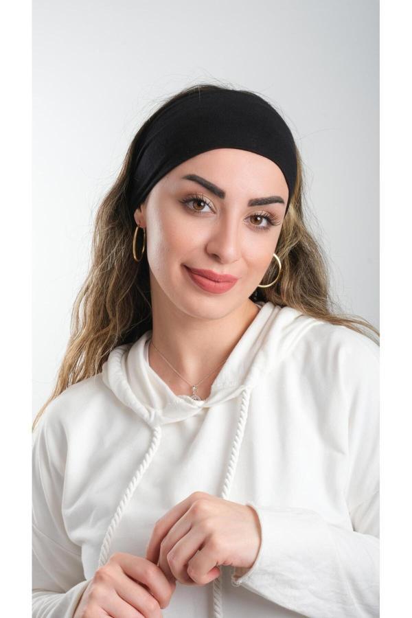 Hürrem Bone Siyah Bandana Saç Bandı Viskon Düz 3012_01 - Image 1