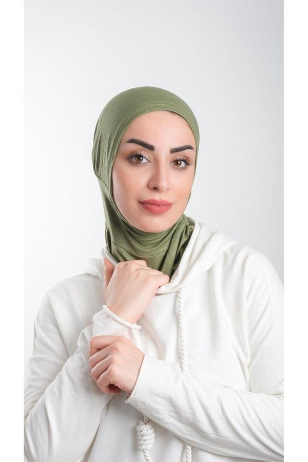 Hürrem Bone Fıstık Yeşili Pratik Hazır Geçmeli Tesettür Bone Sandy Kumaş Spor Hijab 2113_36 - Image 1