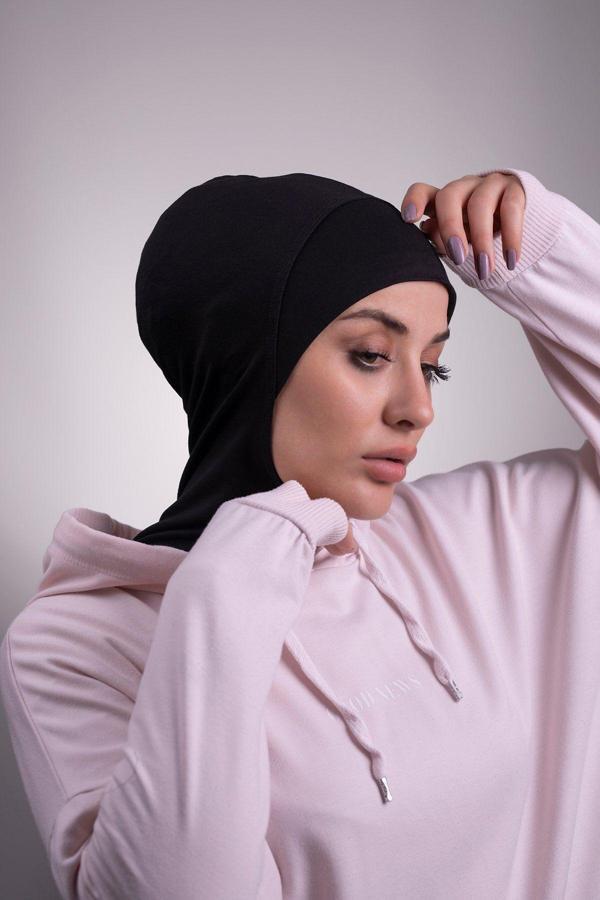 Hürrem Bone Siyah Pratik Hazır Geçmeli Bone Viskon Kumaş Hijab Spor 2106_01 - Image 1