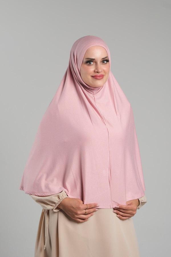 Hürrem Bone Pudra Pratik Hazır Geçmeli Tesettür Eşarp Viskon Pratik Namaz Örtüsü 2201_06 - Image 1