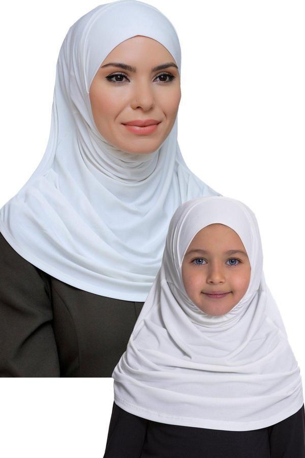 Hürrem Bone Krem Pratik Anne Kız Kombin Tesettür Eşarp Sandy Kendinden Boneli 129078_40 - Image 1