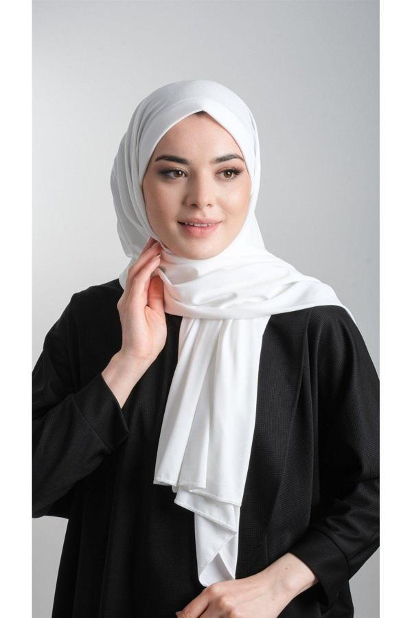 Hürrem Bone Krem Pratik Hazır Geçmeli Eşarp Sandy Kumaş Sade 1817_40 - Image 1