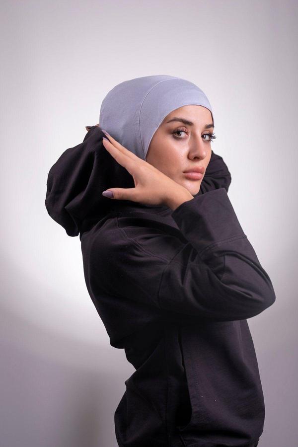 Hürrem Bone Gri Pratik Hazır Geçmeli Bone Viskon Kumaş Hijab Spor 2106_15 - Image 1
