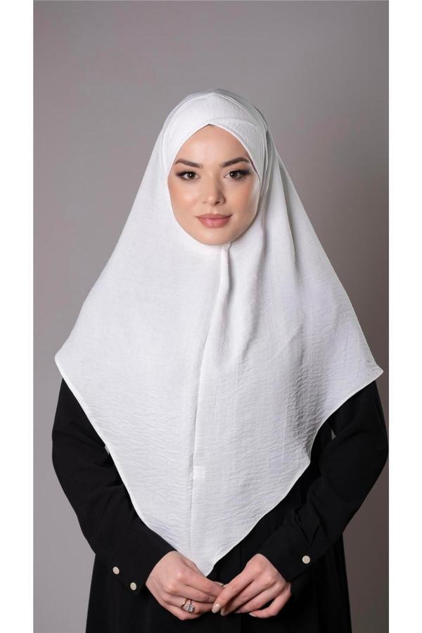 Hürrem Bone Krem Pratik Hazır Geçmeli Tesettür Eşarp Aerobin Kumaş Çapraz Hijab 2307_40 - Image 1