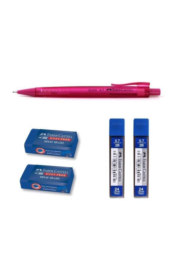 Faber-Castell Econ 0.7 + 2 Adet Sınav Silgisi + 2 Adet 0.7 Mm Uç Seti - Image 1