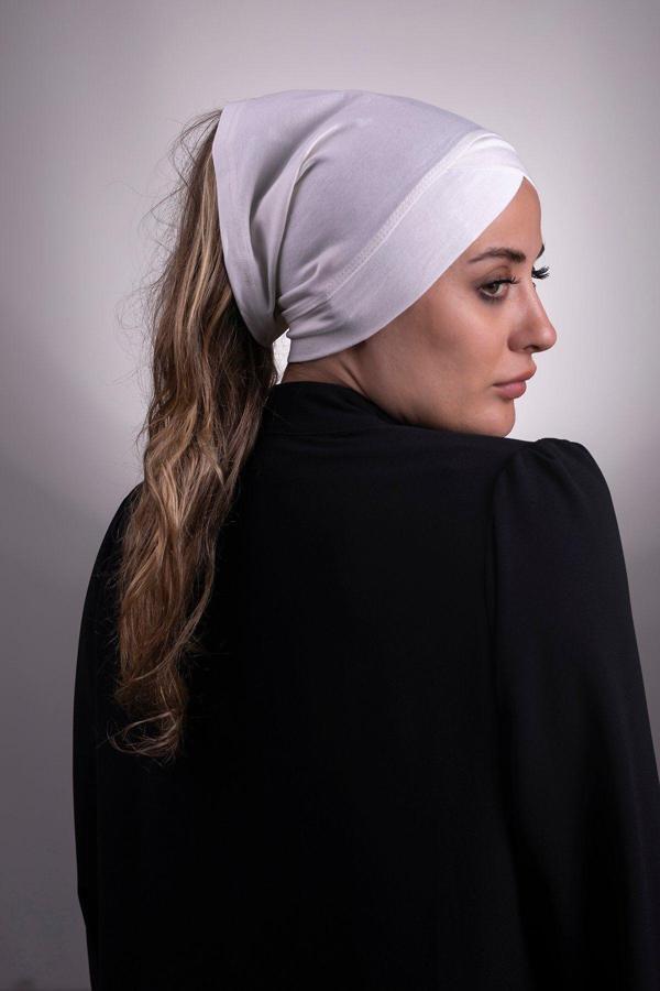 Halven Beyaz Pratik Hazır Geçmeli Iç Bone Viskon Kumaş Çapraz Boru Tek Bantlı 3005_42 - Image 1