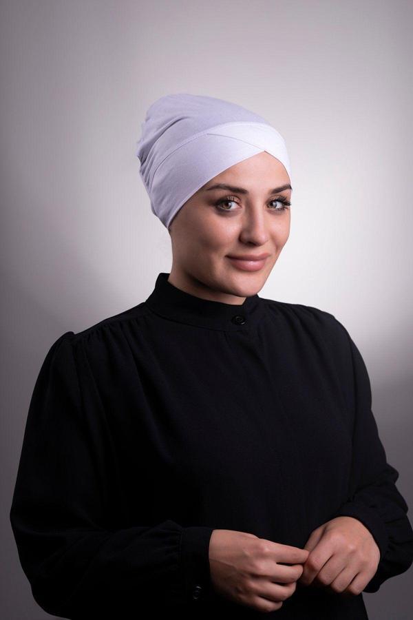 Halven Beyaz Pratik Hazır Geçmeli Iç Bone Viskon Kumaş Çapraz Tek Bantlı 3004_42 - Image 1