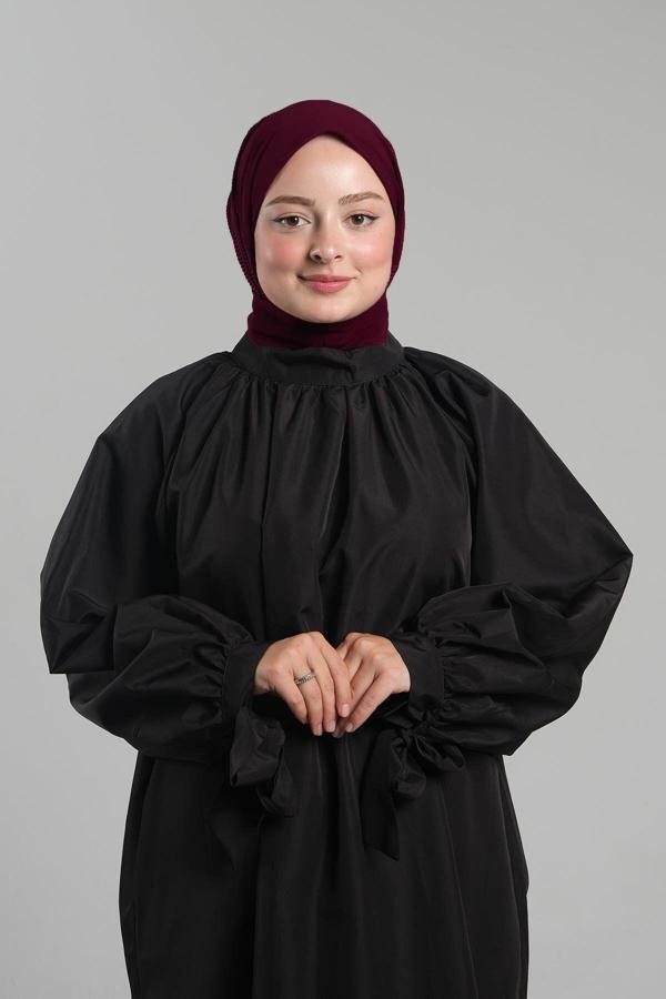 Hürrem Bone Bordo Pratik Hazır Geçmeli Tesettür Eşarp Sandy Arkadan Çıtçıtlı Piliseli Hijab 2406_16 - Image 1