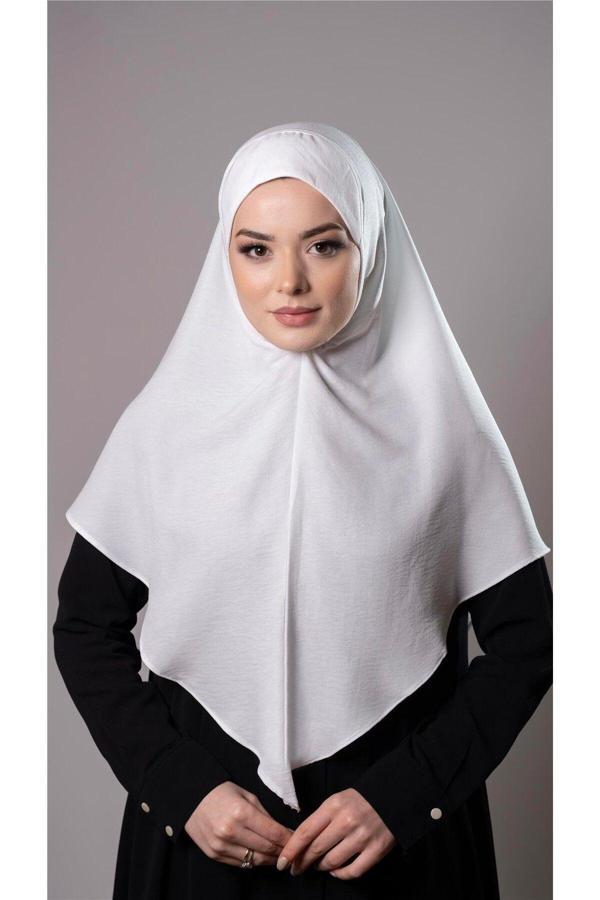 Hürrem Bone Krem Pratik Hazır Geçmeli Tesettür Eşarp Pamuk Caz Kumaş Düz Hijab 2306_40 - Image 1