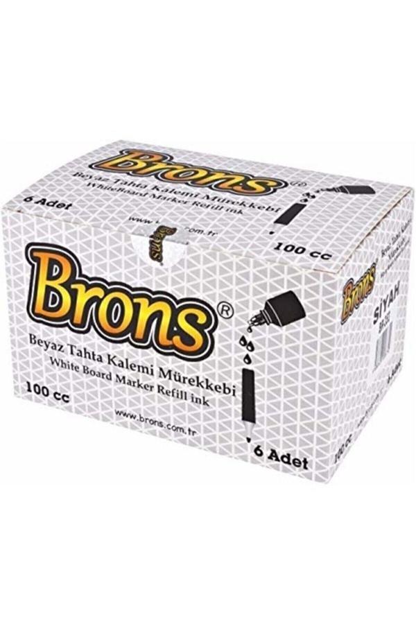 Brons Beyaz Tahta Kalemi Mürekkebi Siyah 100 Cc. Br-353 6'Lı Paket - Image 1