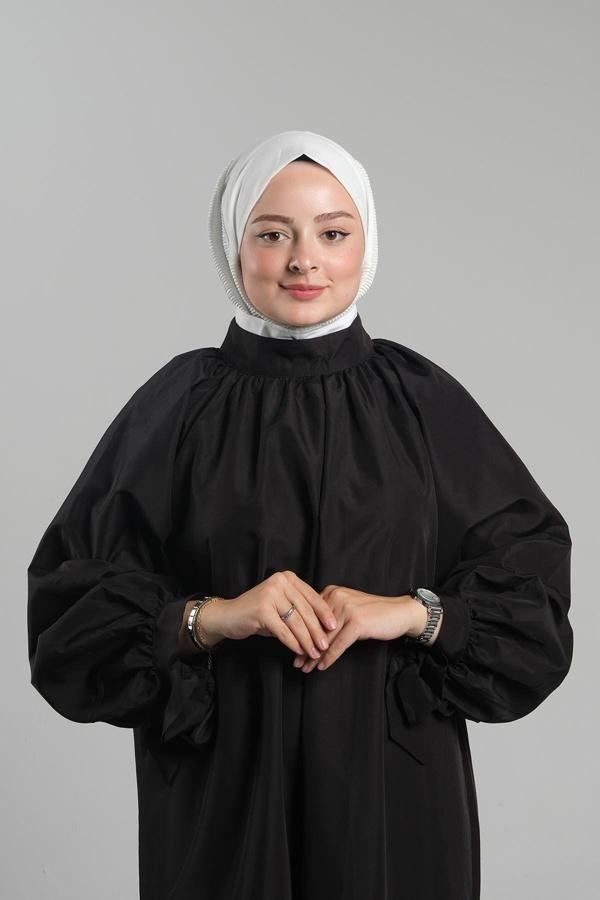 Hürrem Bone Krem Pratik Hazır Geçmeli Tesettür Eşarp Sandy Arkadan Çıtçıtlı Piliseli Hijab 2406_40 - Image 1