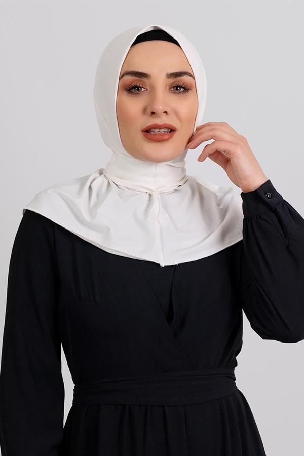 Hürrem Bone Krem Pratik Hazır Geçmeli Tesettür Eşarp Sandy Kumaş Arkadan Çıtçıtlı 2101_40 - Image 1