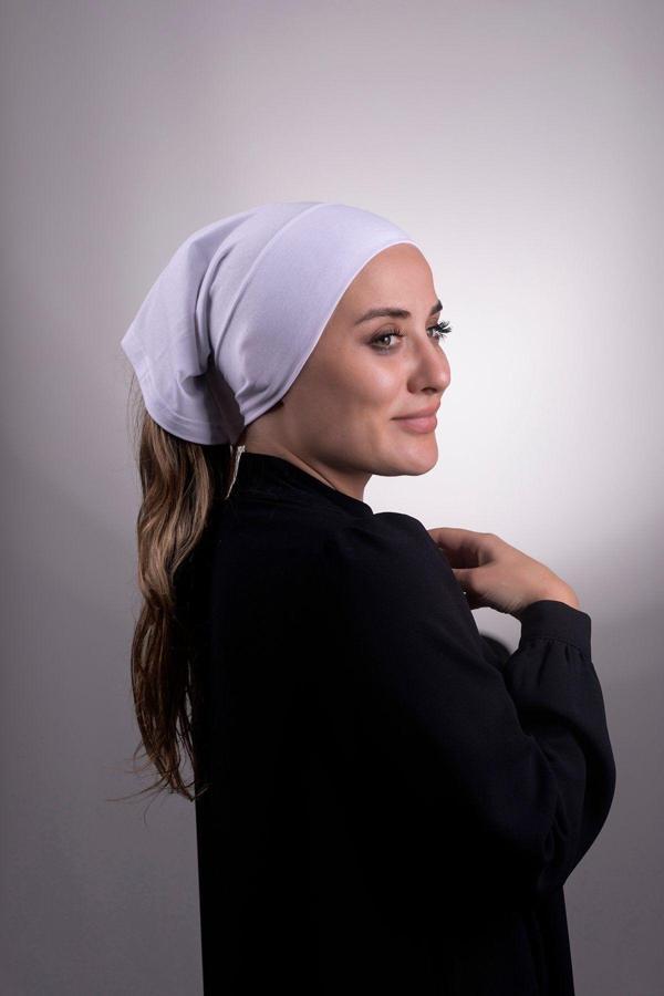 Halven Beyaz Pratik Hazır Geçmeli Iç Bone Viskon Kumaş Dikişsiz Boru Bone 3006_42 - Image 1