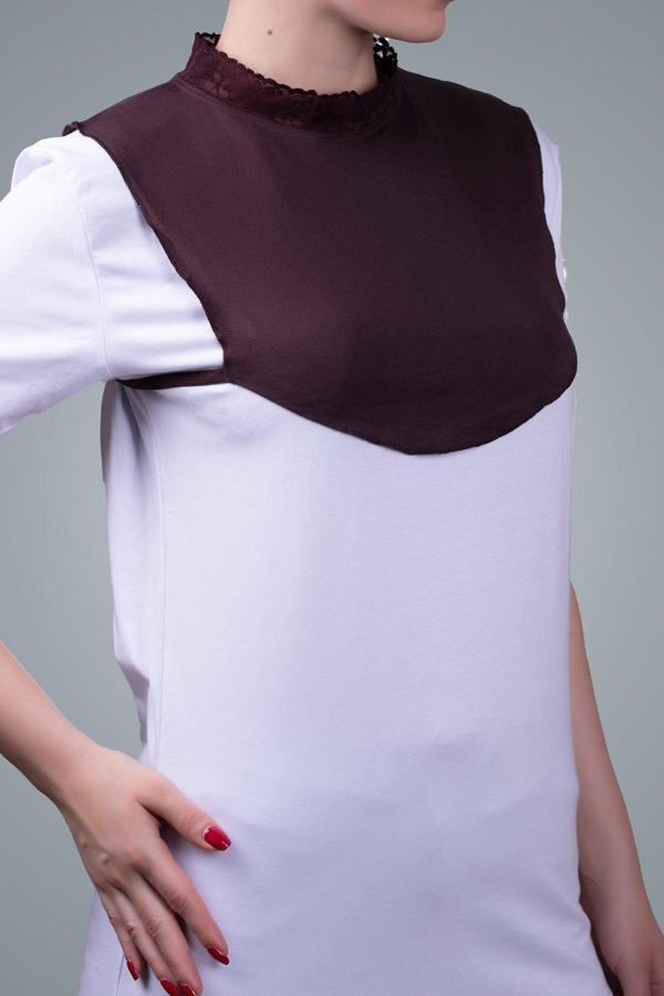 Hürrem Bone Kahve Tesettür Boyunluk Viskon Kumaş Yaka Dantelli 1004_14 - Image 1