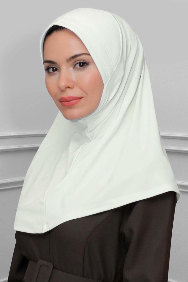 Hürrem Bone Krem Pratik Hazır Geçmeli Tesettür Eşarp Sandy Kumaş Sade 1600_40 - Image 1
