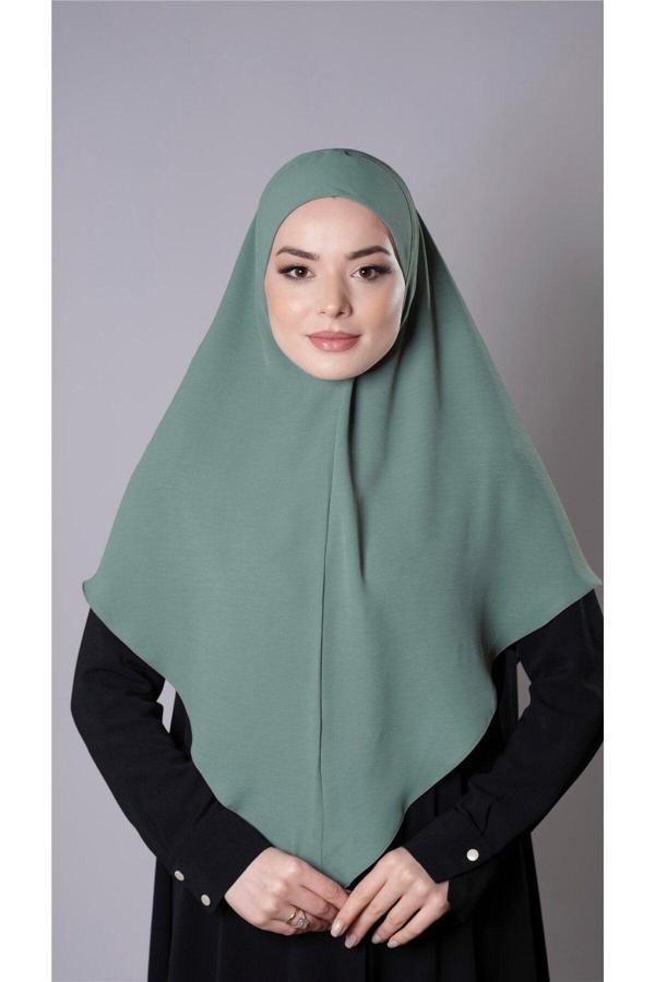Hürrem Bone Çağla Yeşili Pratik Hazır Geçmeli Tesettür Eşarp Aerobin Kumaş Düz Hijab 2309_32 - Image 1