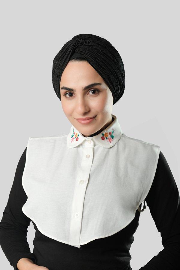 Hürrem Bone Krem Gömlek Yakalı Boyunluk Terikoton Nakışlı Çiçek Desenli 1023_40 - Image 1