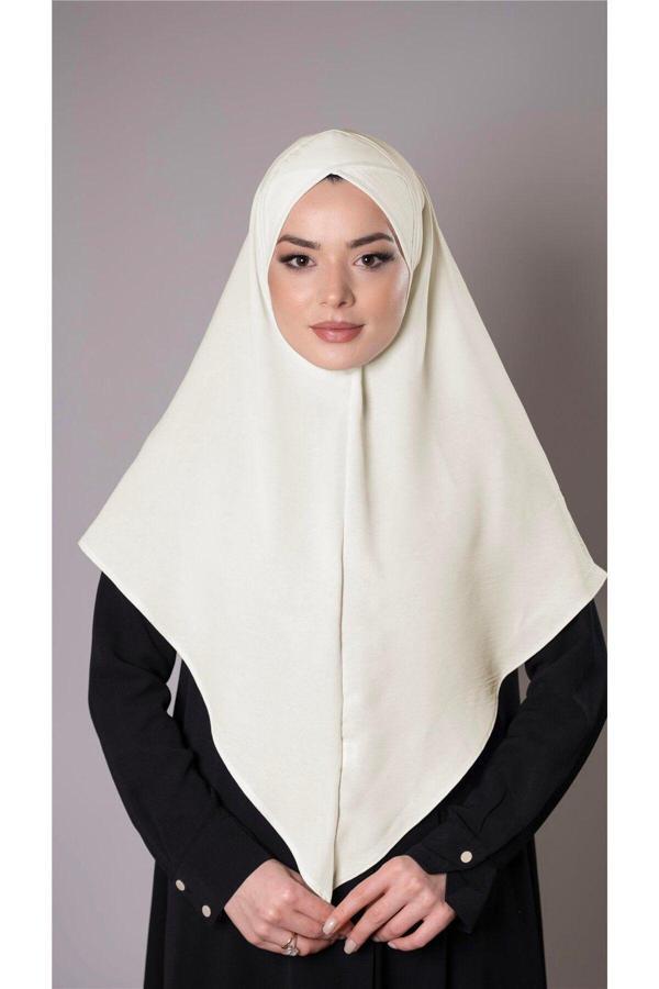 Hürrem Bone Ekru Pratik Hazır Geçmeli Tesettür Eşarp Aerobin Kumaş Çapraz Hijab 2307_27 - Image 1
