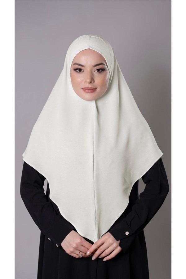 Hürrem Bone Ekru Pratik Hazır Geçmeli Tesettür Eşarp Aerobin Kumaş Düz Hijab 2309_27 - Image 1