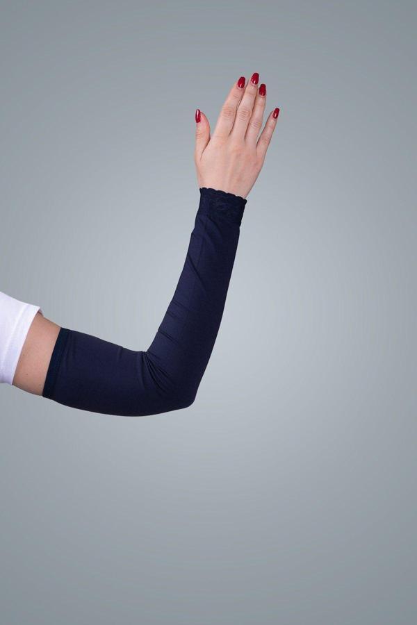 Hürrem Bone Lacivert Tesettür Kolluk Viskon Kumaş Dantelli 1002_02 - Image 1