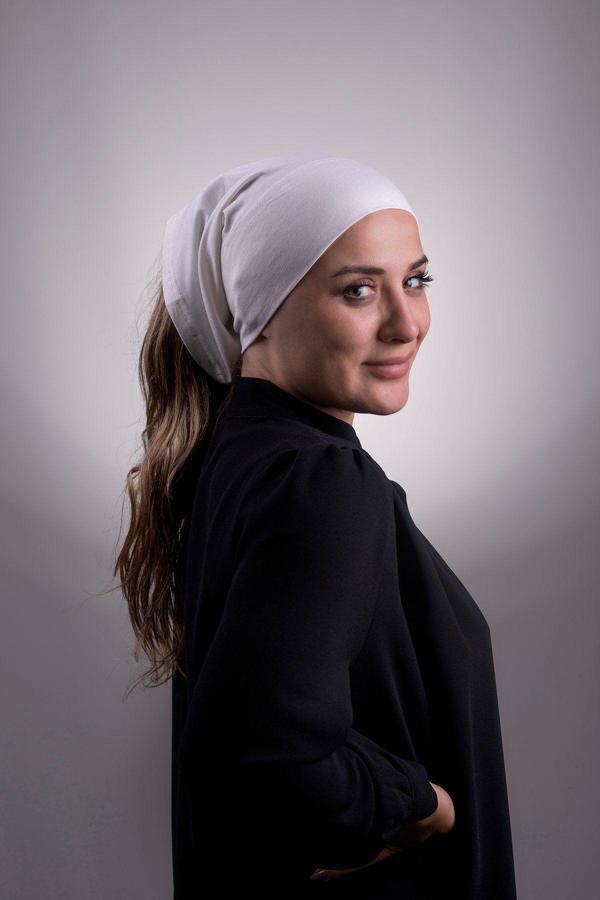 Halven Krem Pratik Hazır Geçmeli Iç Bone Viskon Kumaş Dikişsiz Boru Bone 3006_40 - Image 1